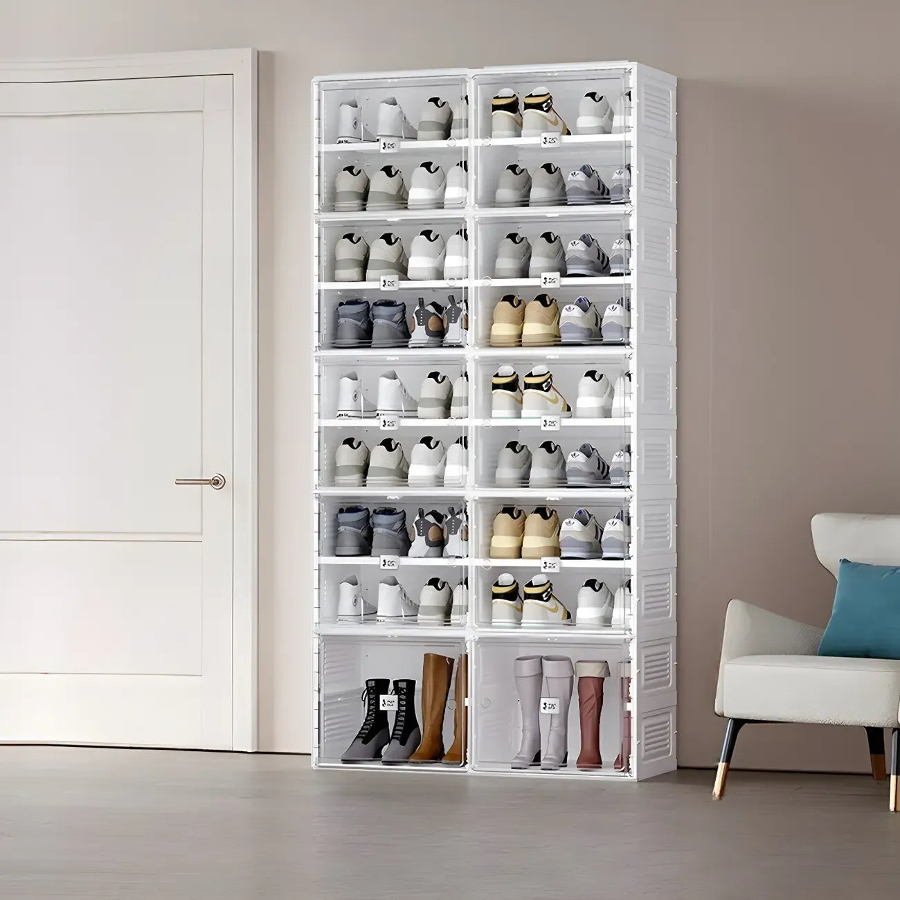 Armoire à chaussures pliable en plastique glamour avec couvercle transparent