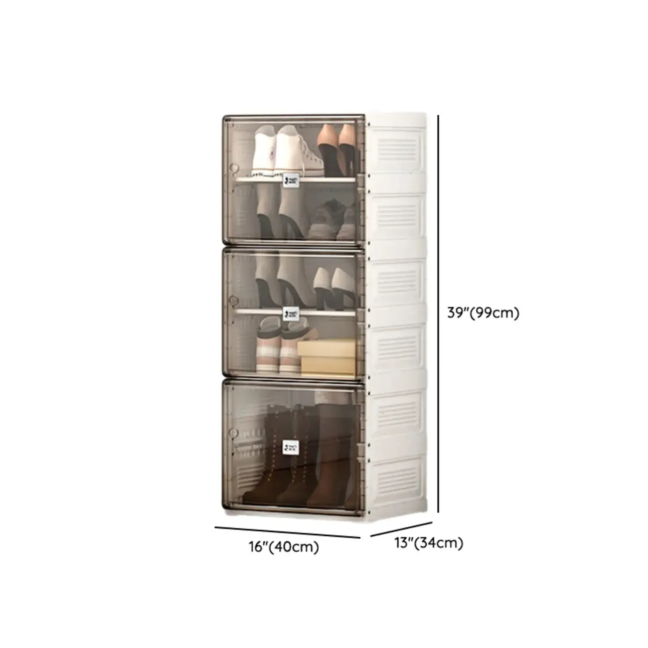 Armoire à chaussures pliable en plastique glamour avec couvercle transparent