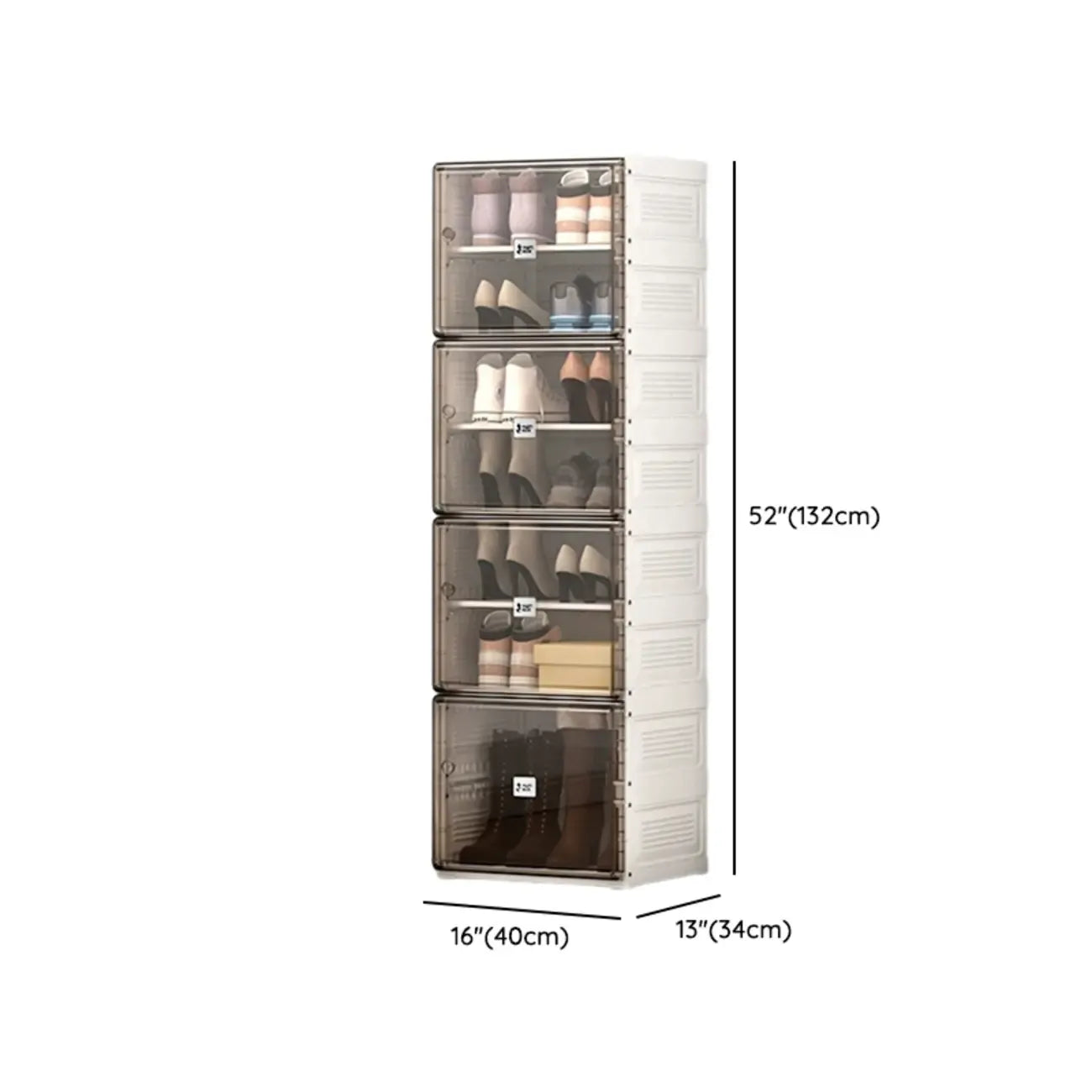 Armoire à chaussures pliable en plastique glamour avec couvercle transparent
