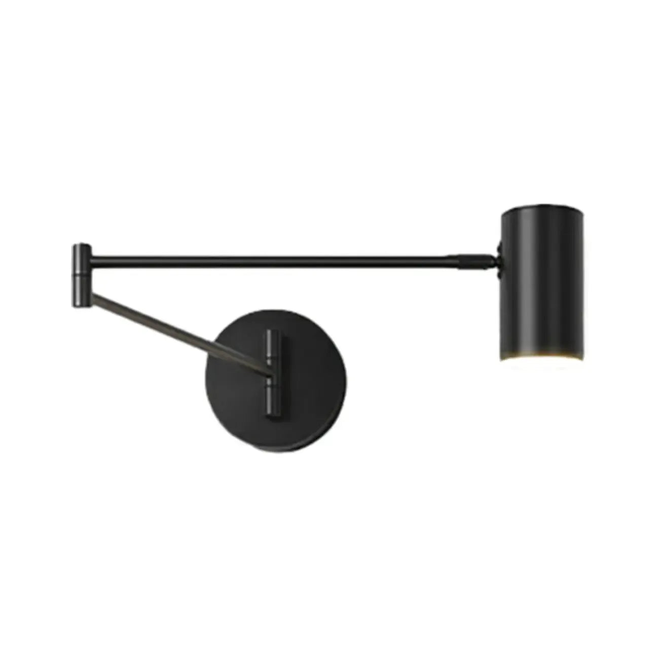 Applique murale à bras articulé en métal massif avec abat-jour cylindrique en acrylique