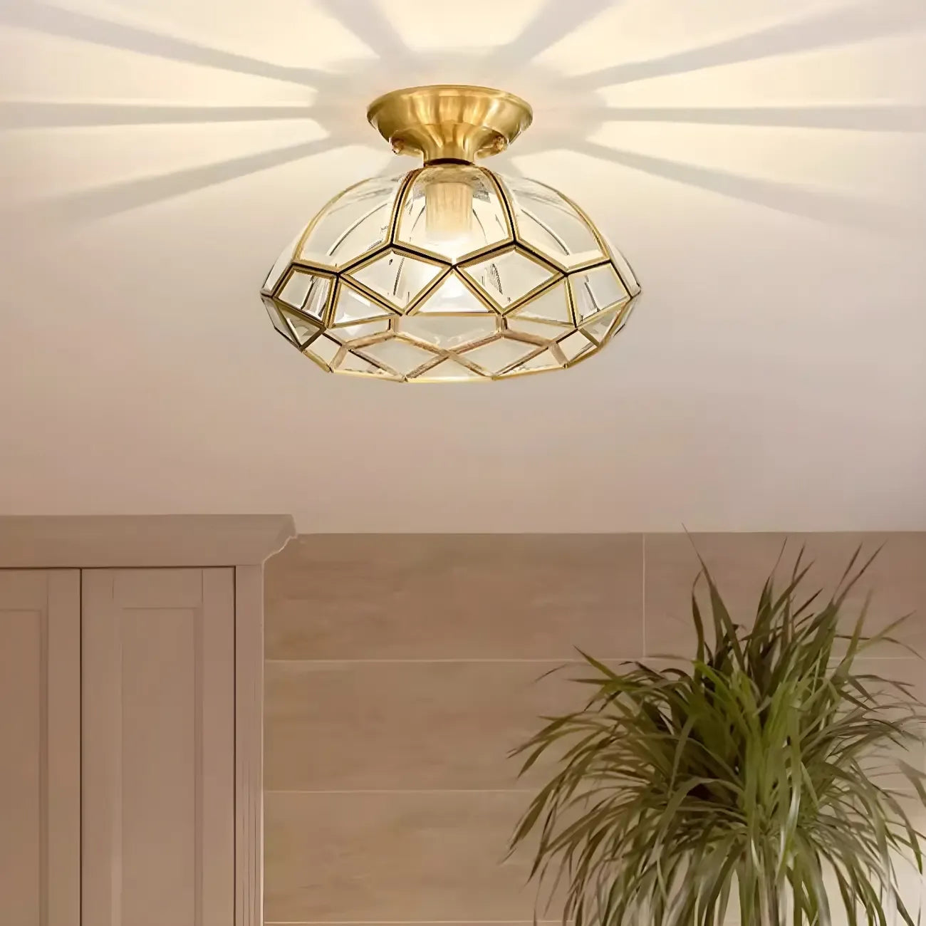 Plafonnier LED semi-encastré doré moderne pour la décoration intérieure
