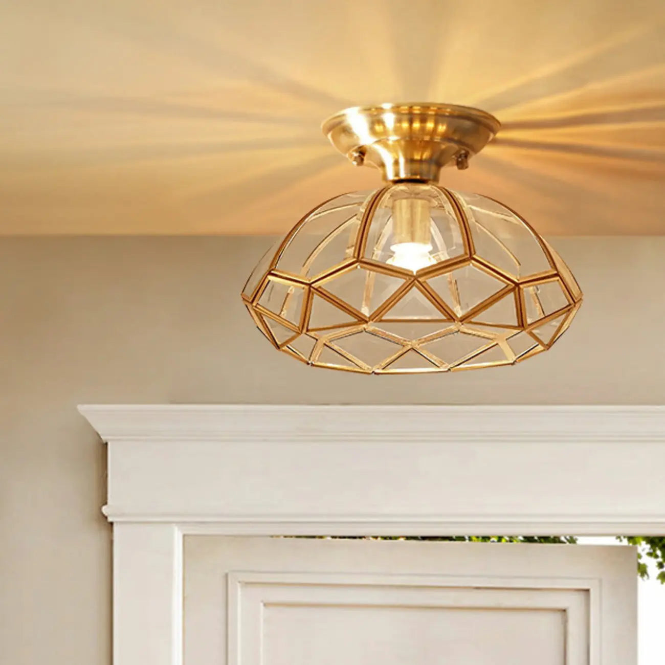 Plafonnier LED semi-encastré doré moderne pour la décoration intérieure
