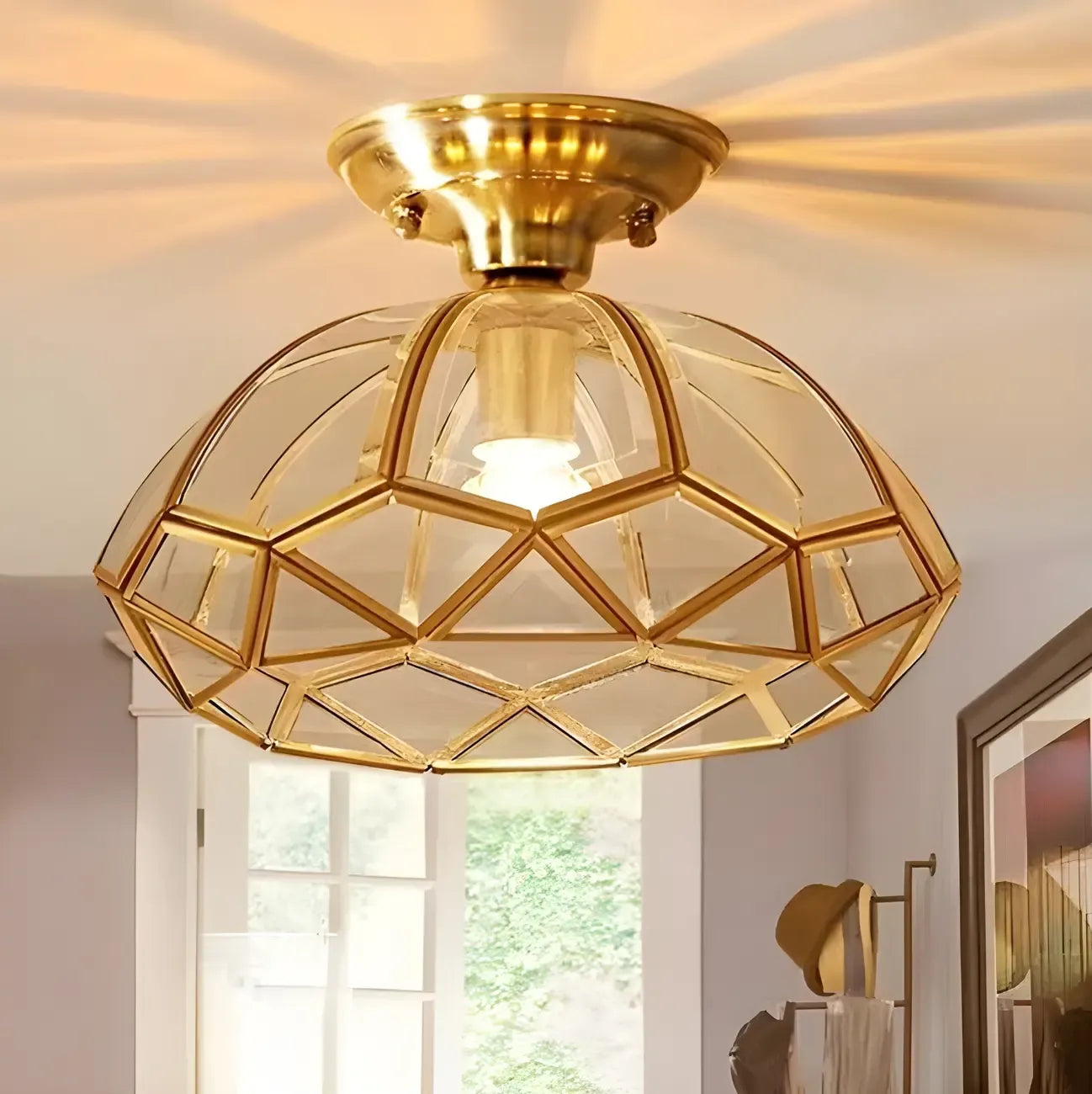 Plafonnier LED semi-encastré doré moderne pour la décoration intérieure