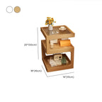 Table de chevet étroite et élégante à 3 niveaux en bois naturel avec plateau en verre