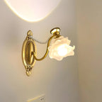Applique murale moderne en verre à motif floral et LED, câblée, avec 2 lumières