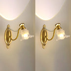 Applique murale moderne en verre à motif floral et LED, câblée, avec 2 lumières