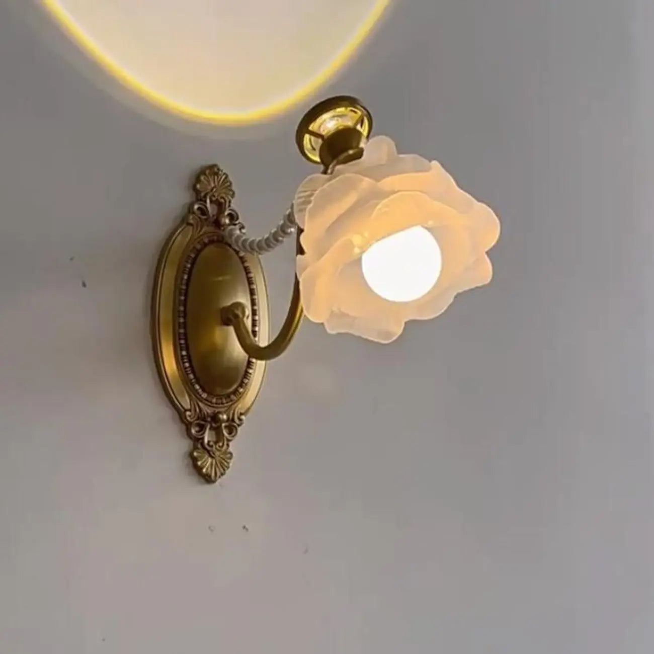 Applique murale moderne en verre à motif floral et LED, câblée, avec 2 lumières