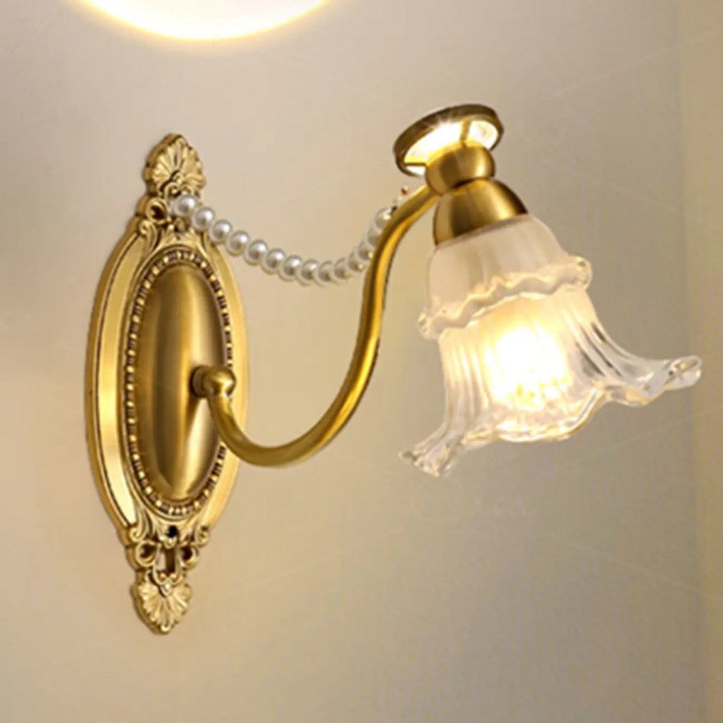 Applique murale moderne en verre à motif floral et LED, câblée, avec 2 lumières