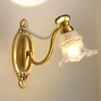 Applique murale moderne en verre à motif floral et LED, câblée, avec 2 lumières