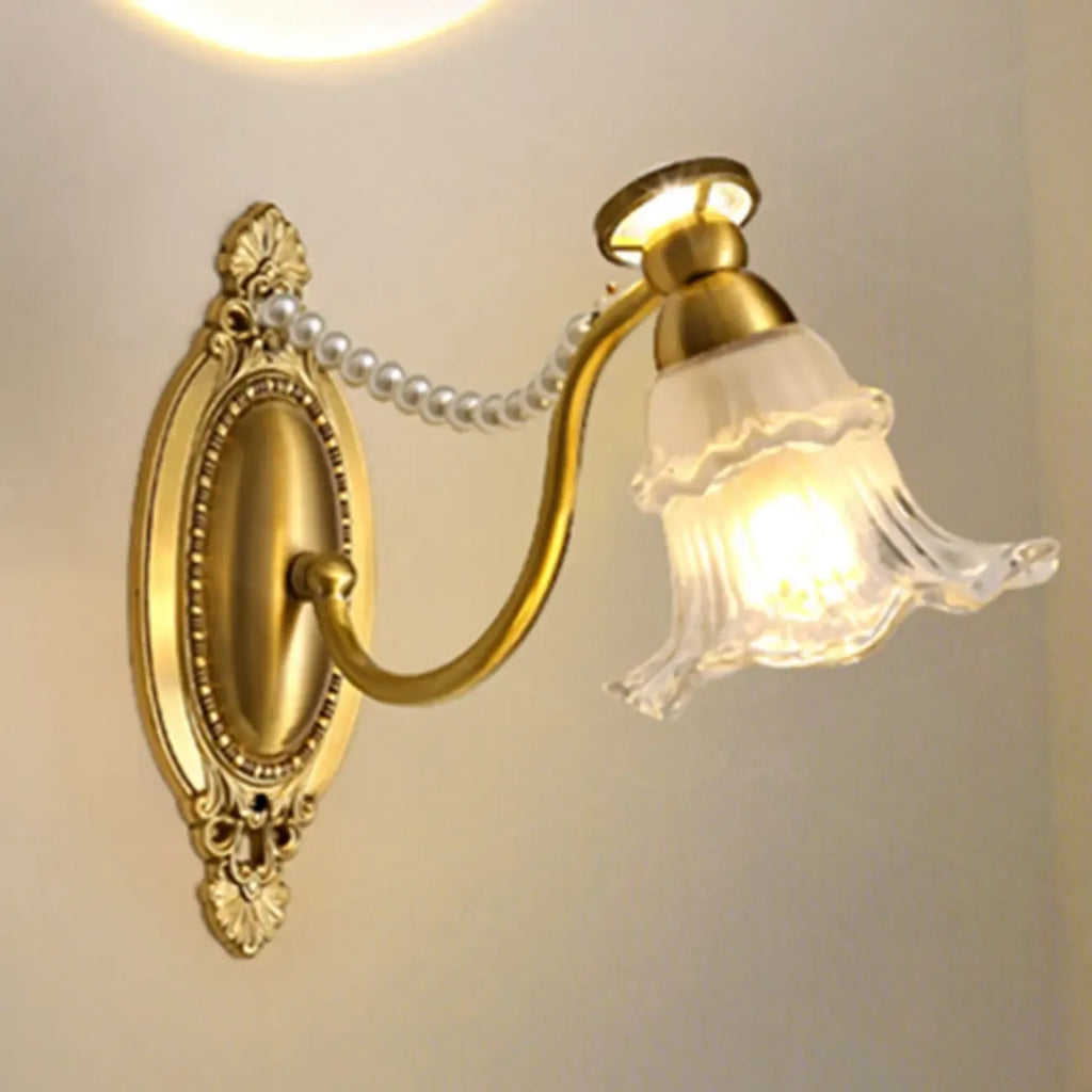 Applique murale moderne en verre à motif floral et LED, câblée, avec 2 lumières