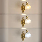 Applique murale moderne en verre à motif floral et LED, câblée, avec 2 lumières