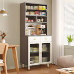 Buffet ouvert en bois, autoportant, avec tiroir
