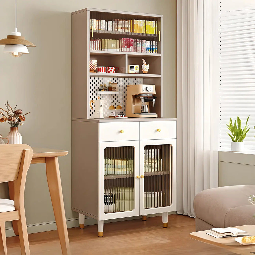Buffet ouvert en bois, autoportant, avec tiroir