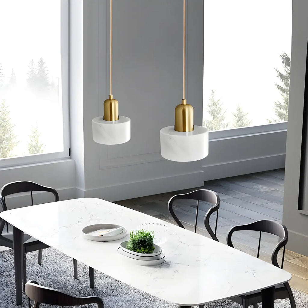 Suspension cylindrique moderne en marbre pour îlot de cuisine