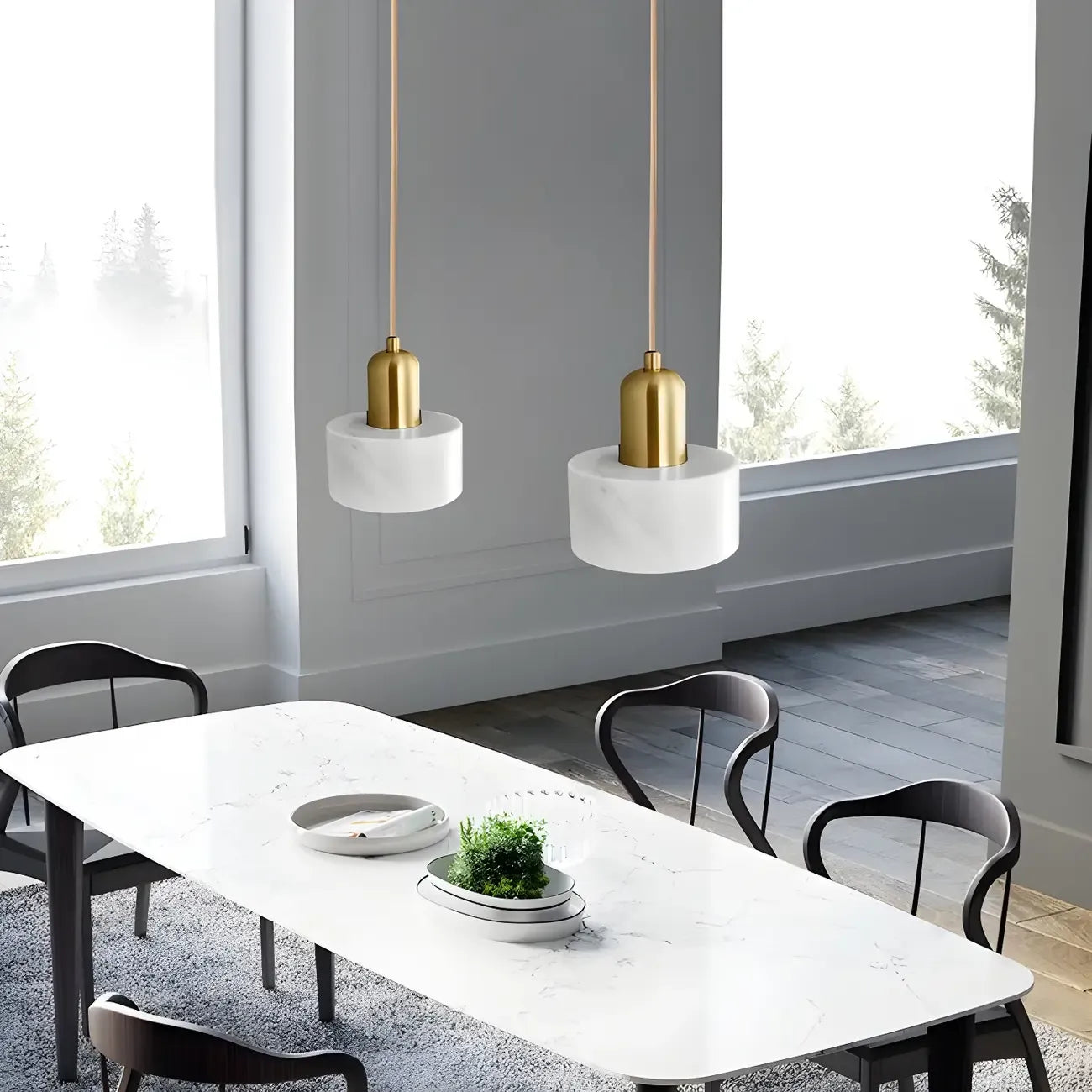 Suspension cylindrique moderne en marbre pour îlot de cuisine