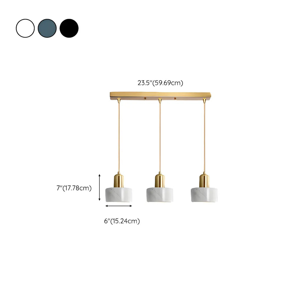 Suspension cylindrique moderne en marbre pour îlot de cuisine