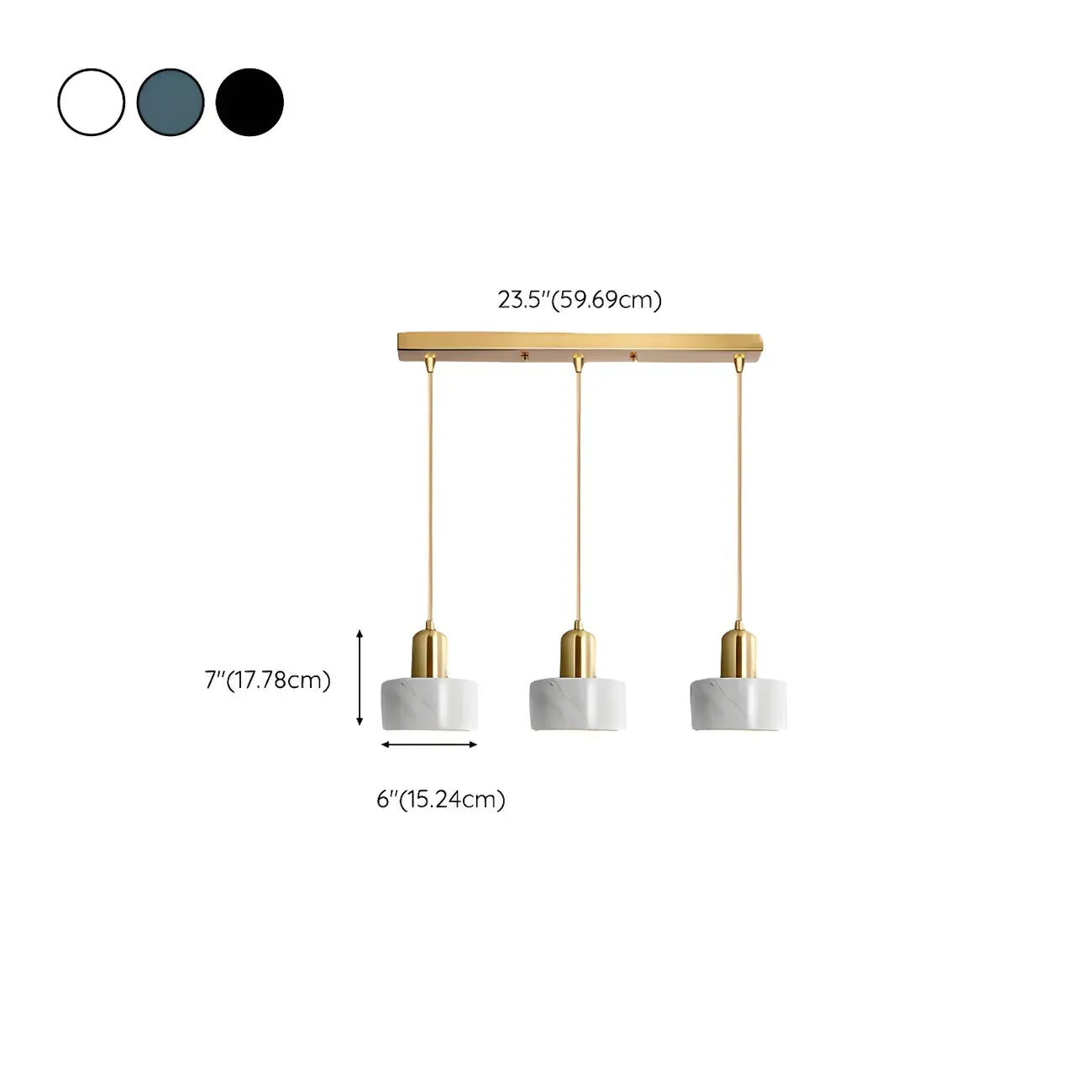 Suspension cylindrique moderne en marbre pour îlot de cuisine