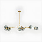 Lustre industriel Sputnik avec globes en verre bleu clair