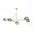 Lustre industriel Sputnik avec globes en verre bleu clair