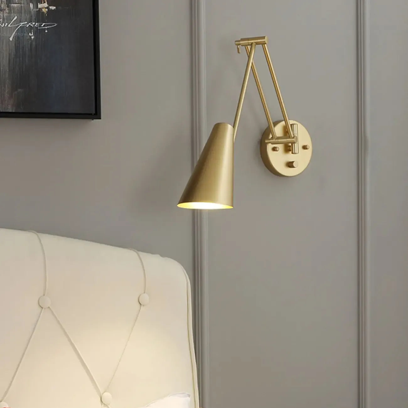 Applique murale intérieure à bras articulé avec lumière naturelle pour la décoration de chambre