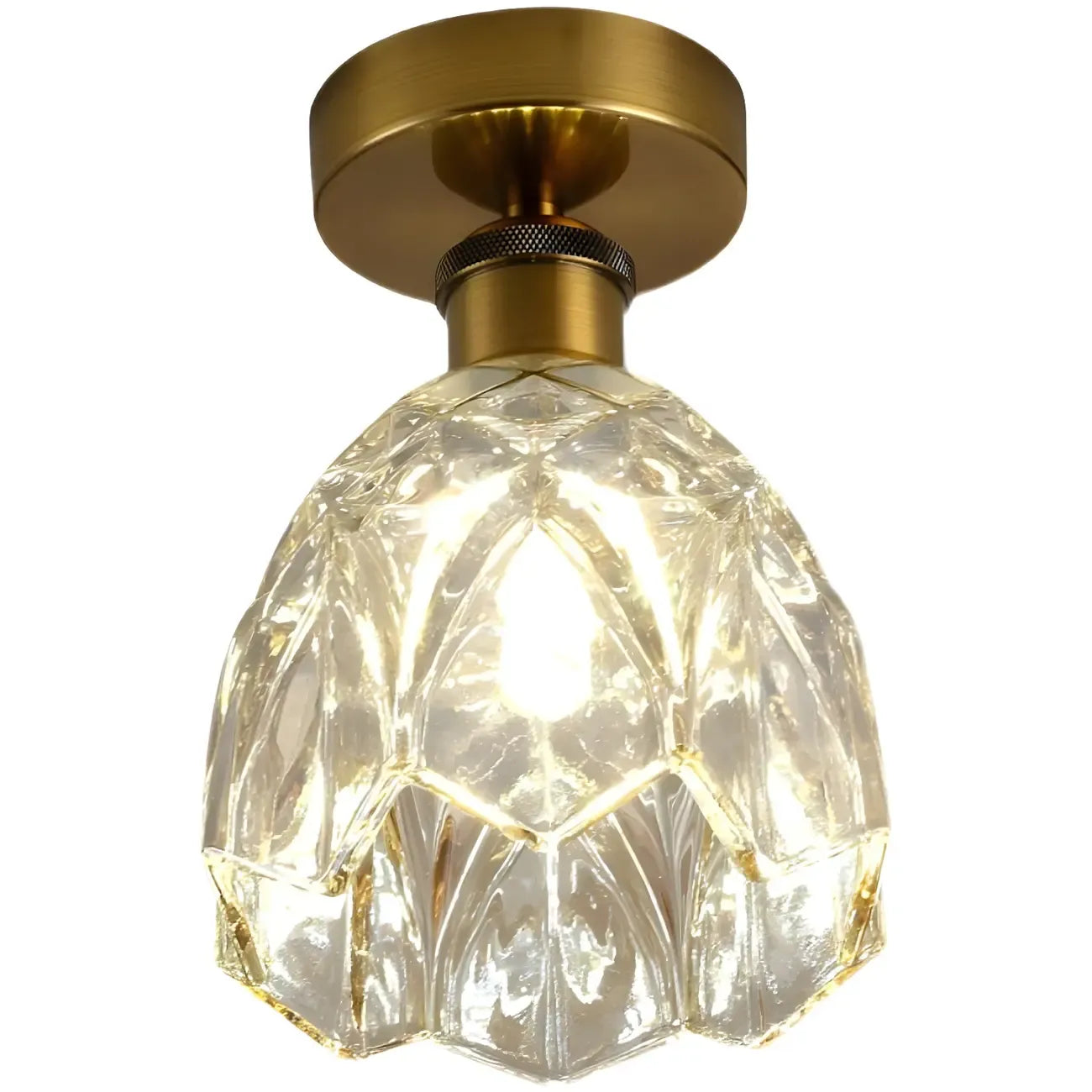 Plafonnier semi-encastré moderne conique en verre transparent noir