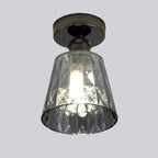Plafonnier semi-encastré moderne conique en verre transparent noir