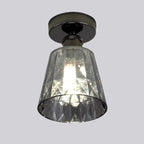 Plafonnier semi-encastré moderne conique en verre transparent noir