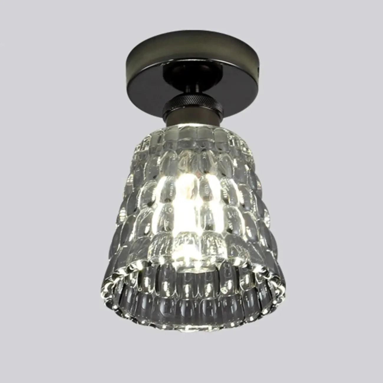 Plafonnier semi-encastré moderne conique en verre transparent noir