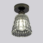 Plafonnier semi-encastré moderne conique en verre transparent noir