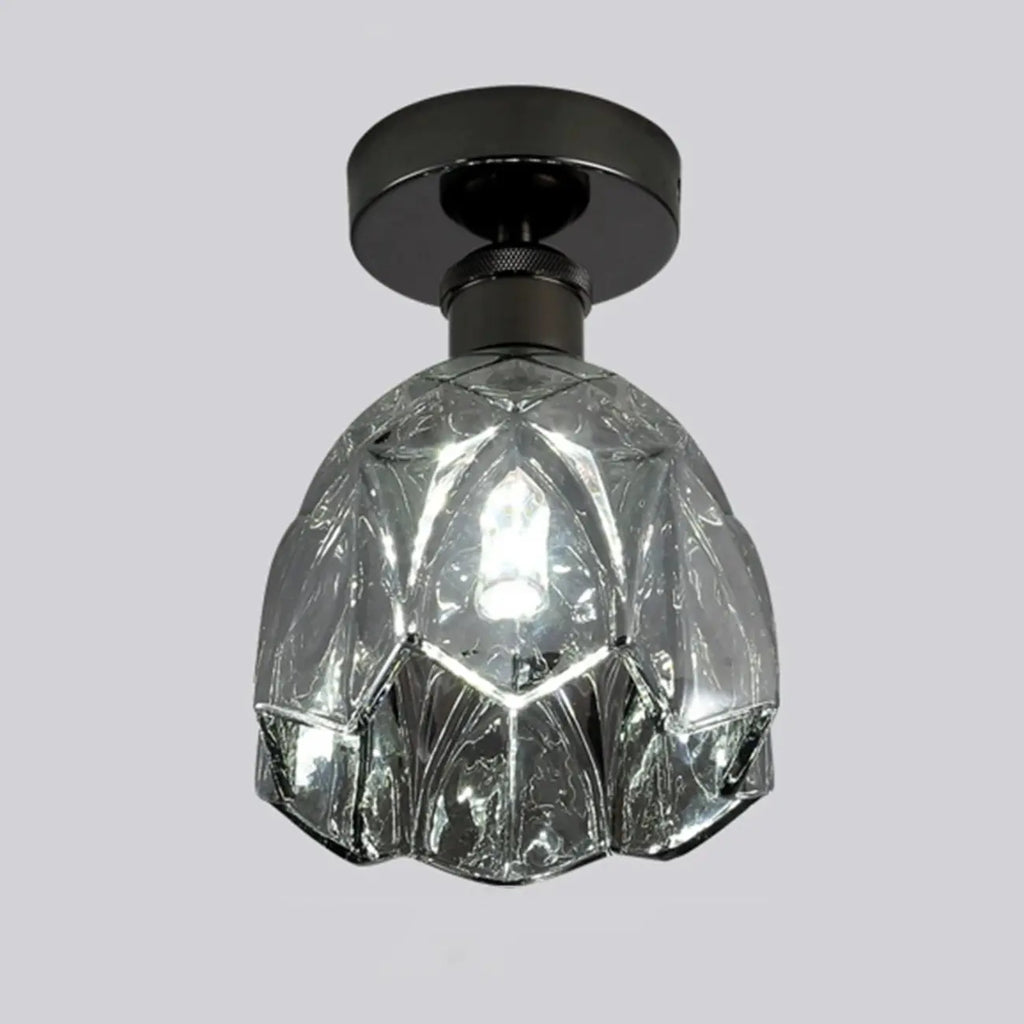 Plafonnier semi-encastré moderne conique en verre transparent noir