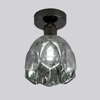Plafonnier semi-encastré moderne conique en verre transparent noir
