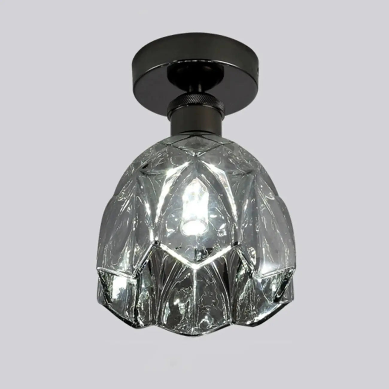 Plafonnier semi-encastré moderne conique en verre transparent noir