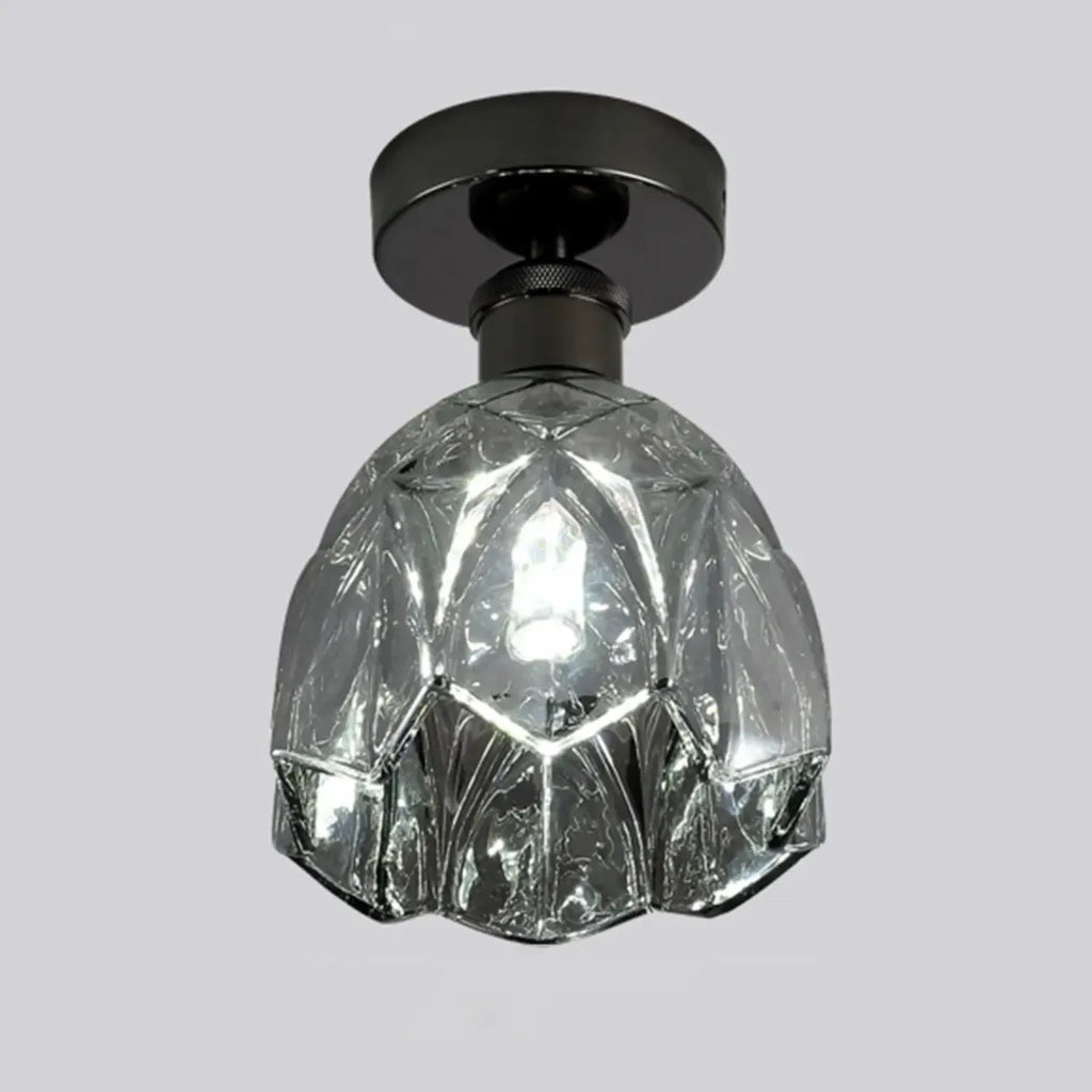 Plafonnier semi-encastré moderne conique en verre transparent noir