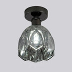 Plafonnier semi-encastré moderne conique en verre transparent noir