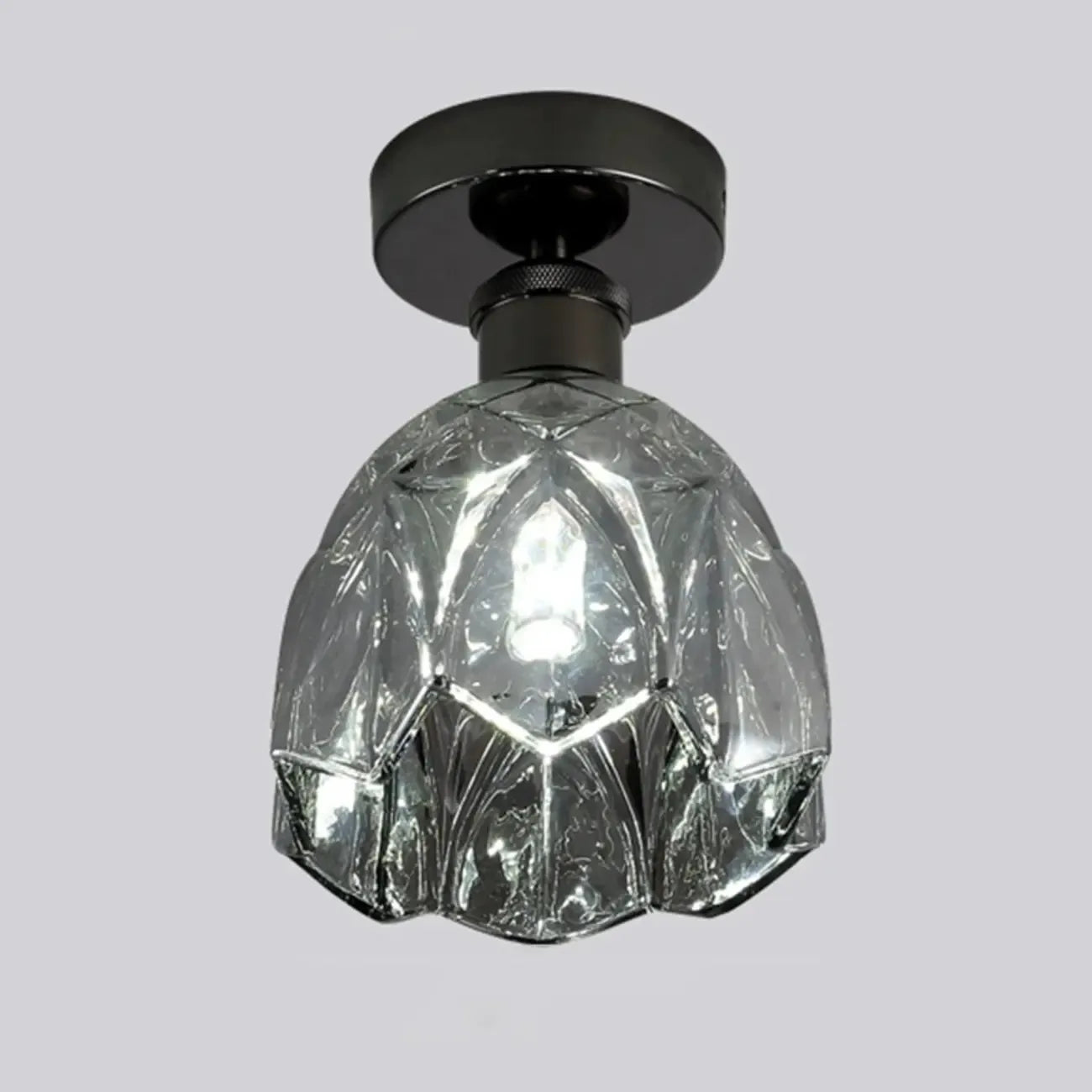 Plafonnier semi-encastré moderne conique en verre transparent noir