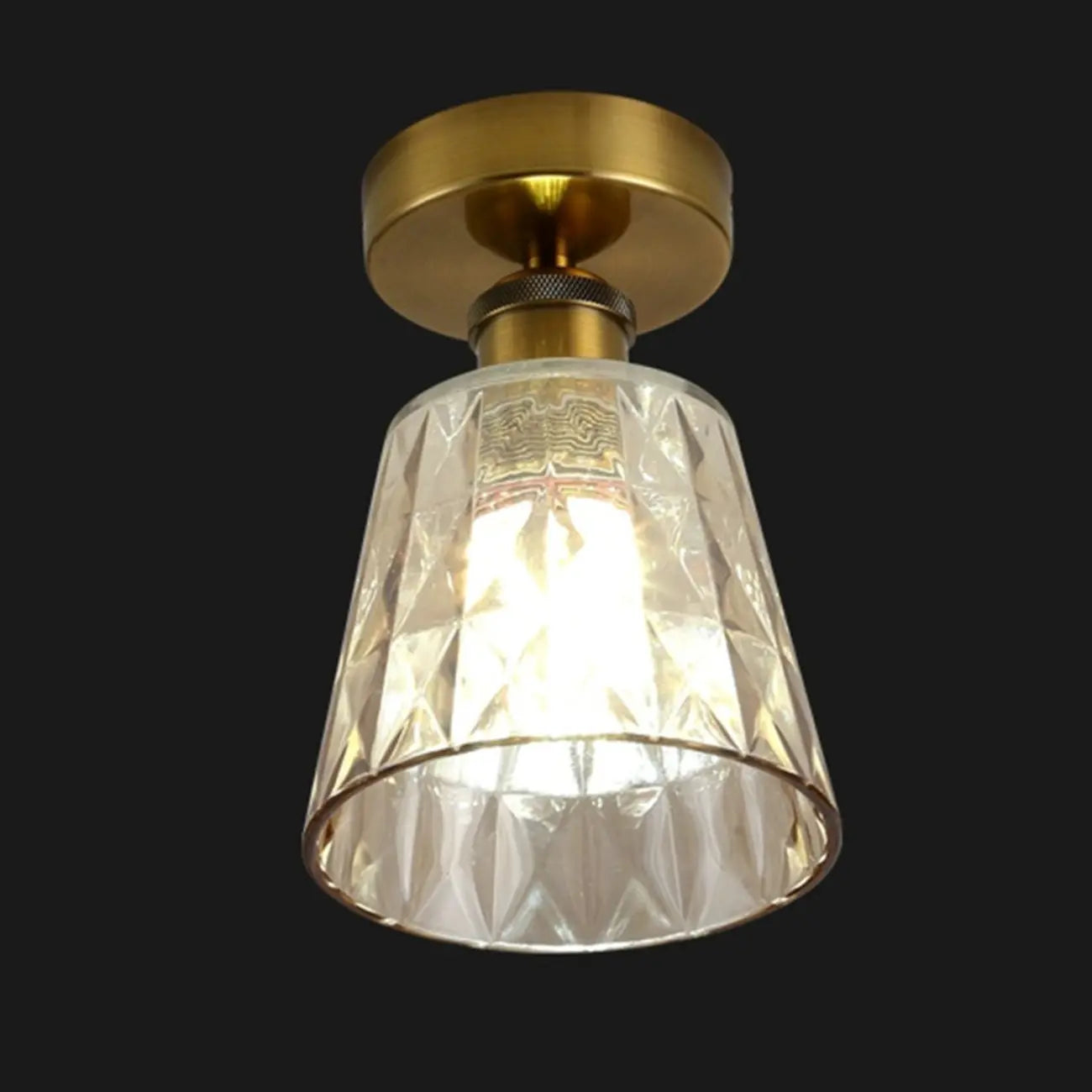 Plafonnier semi-encastré moderne conique en verre transparent noir