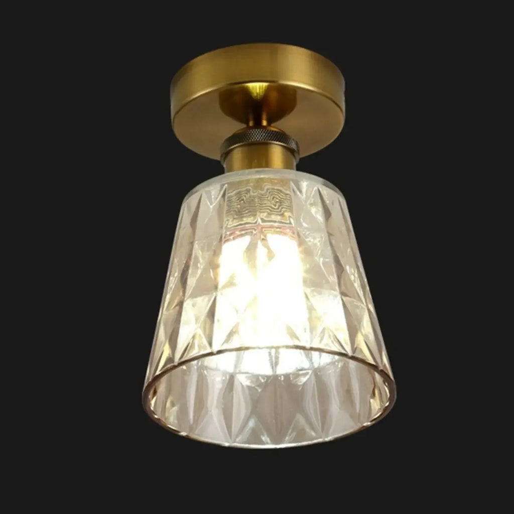 Plafonnier semi-encastré moderne conique en verre transparent noir