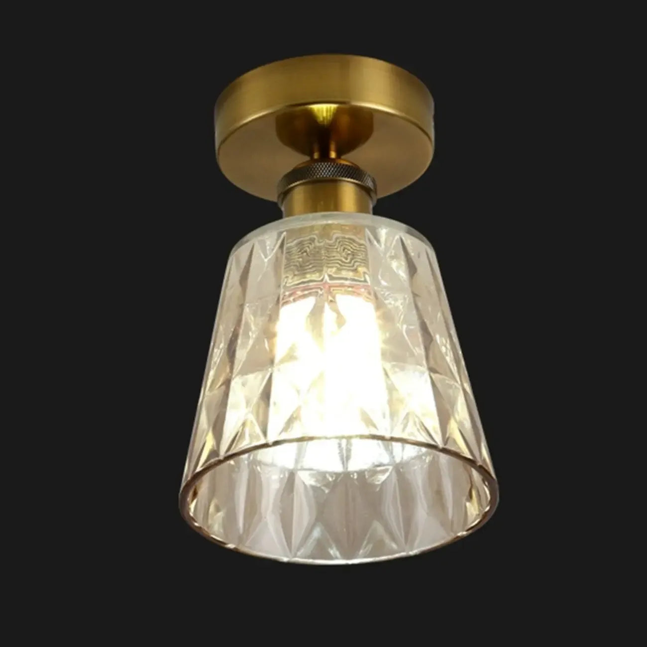 Plafonnier semi-encastré moderne conique en verre transparent noir