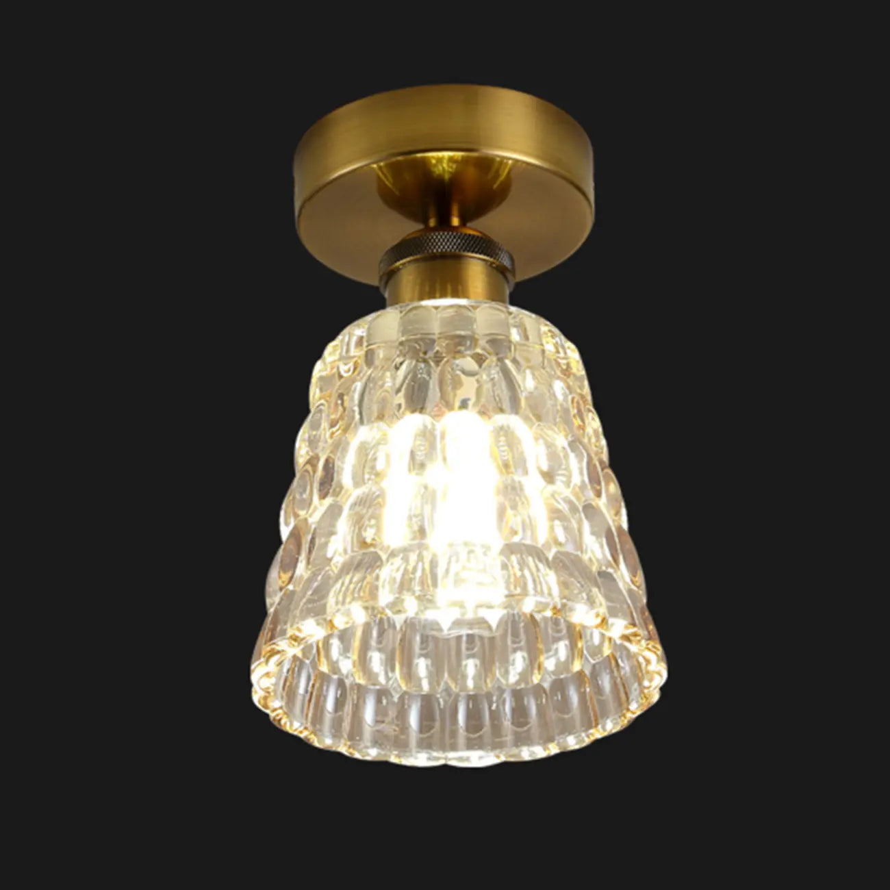 Plafonnier semi-encastré moderne conique en verre transparent noir