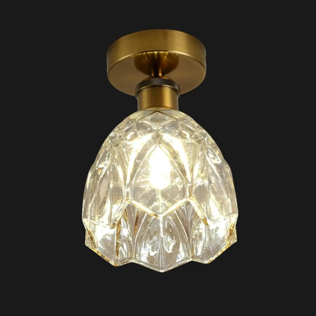 Plafonnier semi-encastré moderne conique en verre transparent noir