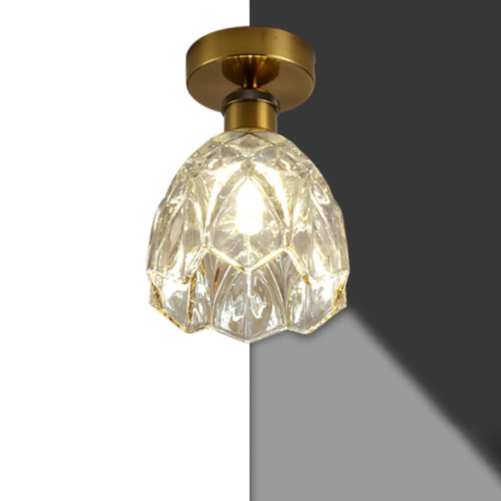 Plafonnier semi-encastré moderne conique en verre transparent noir