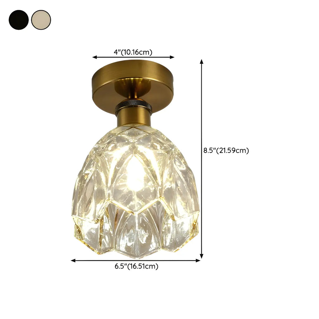 Plafonnier semi-encastré moderne conique en verre transparent noir