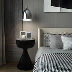 Table d'appoint ronde pliable moderne avec plateau en verre noir