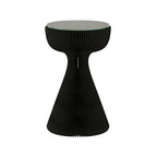 Table d'appoint ronde pliable moderne avec plateau en verre noir