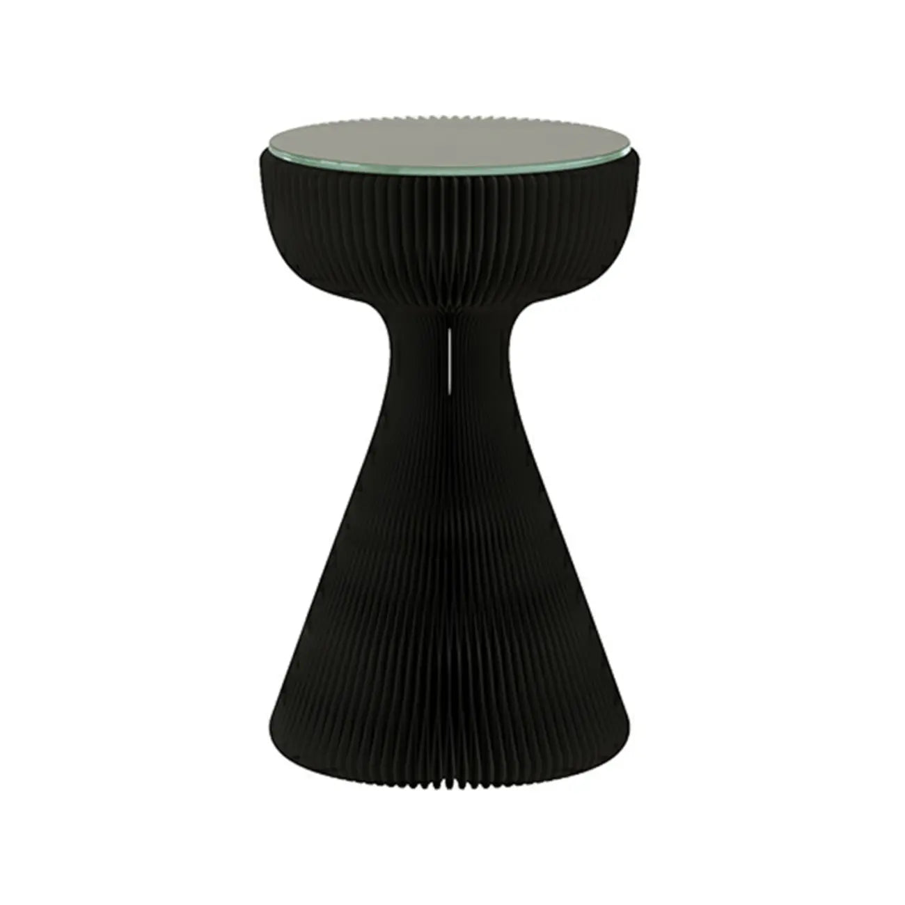 Table d'appoint ronde pliable moderne avec plateau en verre noir
