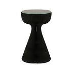 Table d'appoint ronde pliable moderne avec plateau en verre noir