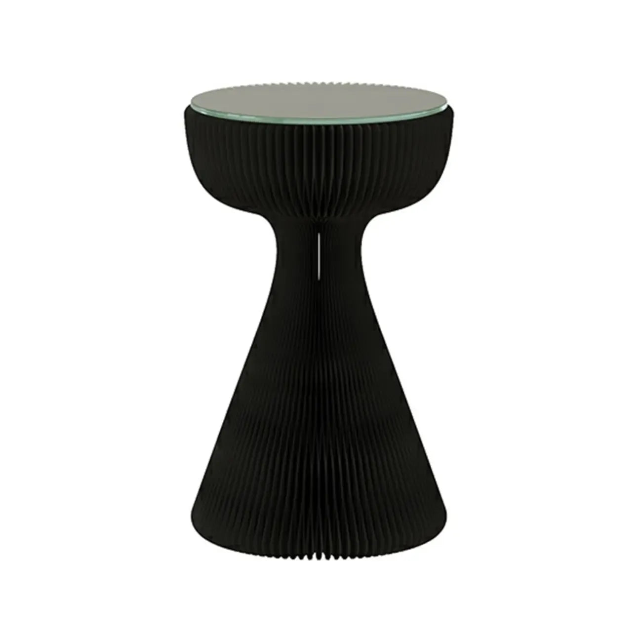 Table d'appoint ronde pliable moderne avec plateau en verre noir
