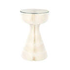 Table d'appoint ronde pliable moderne avec plateau en verre noir