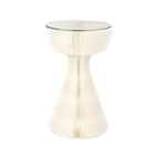 Table d'appoint ronde pliable moderne avec plateau en verre noir