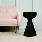 Table d'appoint ronde pliable moderne avec plateau en verre noir